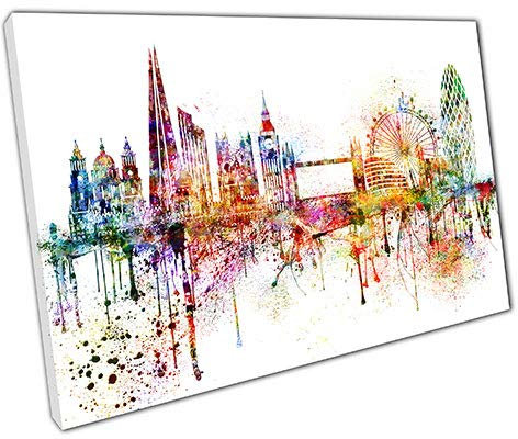 Kunstdruck auf Leinwand, Motiv: London, England, Motiv: bunte Skyline