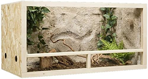 QLS Handels Terarium en panneaux OSB et verre avec ventilation latérale - Idéal pour les reptiles amphibiens ou les invertébrés - 100 x 50 x 50 cm