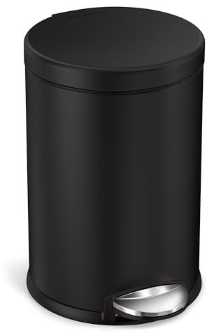 simplehuman Poubelle ronde de salle de bain 4,5 litres, noir mat