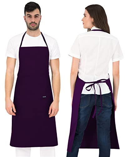 PALLTEX BORAGO Delantal Cocina Hombre Delantal Cocina Mujer Delantales de Cocina, Manualidades, Pintura, Hornear, EN ISO 13688, Violeta - 5 pcs