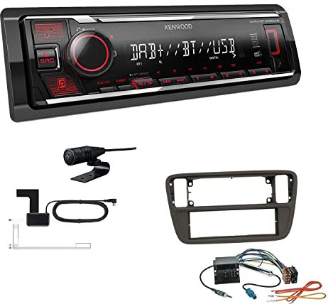 Kenwood KMM-BT408DAB 1-DIN Digital Media Receiver Autoradio DAB+ Bluetooth USB Einbauset passend für Seat MII ab 2011 schwarz