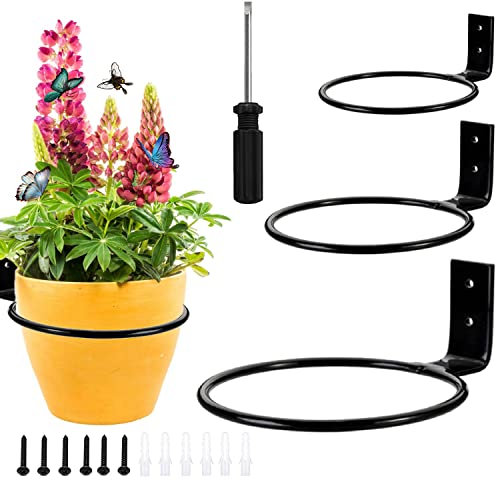 Suitedget Jardinera De Pared De 3 Piezas, Jardinera De Metal Diámetro Interior 10cm/14cm/19cm Jardinera Colgante Redonda Negra para Casa, Jardín, Balcón