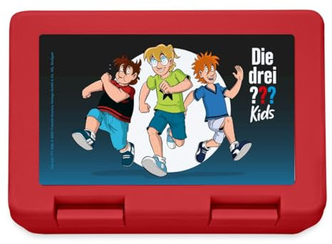 Spreadshirt Die Drei ??? Kids Detektive Unterwegs Brotdose Lunchbox, One size, Rot