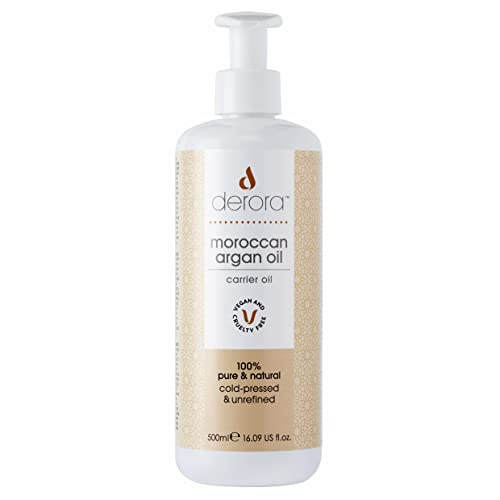 Derora Moroccan Argan Oil | Nourishes Skin, Hair & Nails | 100% Pure | Cold Pressed & Unrefined | Natural | Antioxidant & Rich in Omega 6 & Vitamin E | Vegan & Cruelty Free (500ml)
