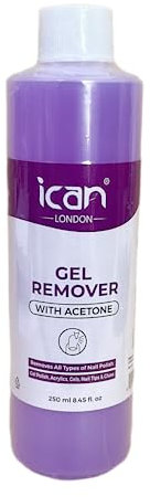 ican London Gel Polish Remover Acetone,Salon UV LED Nail Polish Cleaner 250ml