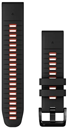 Cinturino Originale Garmin, 22mm, QuickFit, Silicone, Black & Flame Red (stile Garmin epix 2 Pro)