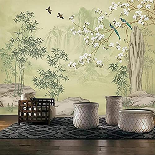 3D Tapete Bambus Wald Magnolie Blumen Und Vögel Klassische Wandfarbe Wohnzimmer Arbeitszimmer Heimdekoration W TV Wandbild Tapete Wanddekoration fototapete 3d Vlies wandbild Schlafzimmer-300cm×210cm