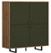 trendteam smart living - Sentra - Highboard - Dunkelgrün/Artisan Eiche - Wohnzimmerschrank mit gefrästen Türen - (BxHxT) 124 x 136 x 40 cm - Metallfüße - kratzfest