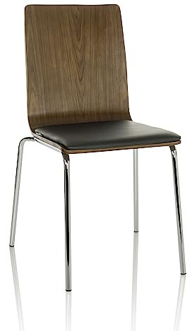 hjh OFFICE Esszimmerstuhl Besucherstuhl Peria Holz Wartestuhl mit Sitzkissen, stapelbar, Walnuss/Schwarz, 729449