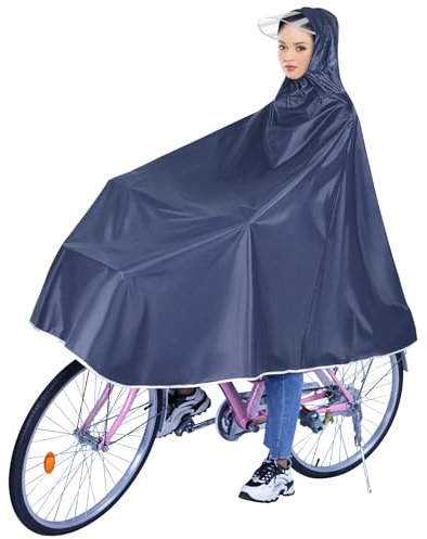 Wasserdicht Radfahren Regen Poncho, Radfahren Regen Poncho mit Kapuze, Compact Regen Cape fur Damen Herren, Portable Regenponcho Leichte Regenjacke für Fahrräder Elektrofahrräder (Oxford-Stoff, Blue)
