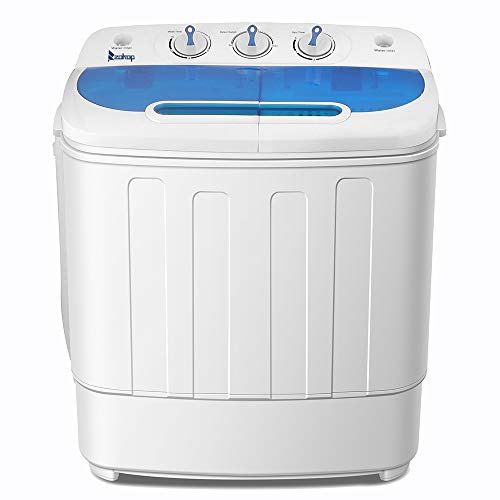Portable Washing Machine 15LBS, Compact Mini Washer Machine & Dryer Combo, Built-in Gravity Drain, Small Twin Tub Washer with Spin Cycle for College Rooms, Apartments, Dorms, RV