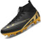 VTASQ Boys' Football Boots Kids Girls Turf High Top Spikes Non-Slip Junior Soccer Shoes Sports Shoes Soccer Athletics Training Shoes Outdoor Sneakers for Unisex Black 1UK