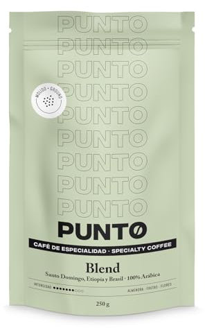 PUNTO - Café de Especialidad - 250 g - 100% Café Arábica Molido - Café Mezcla - Latinoamérica y Etiopía - con Aroma Cítrico y Floral - Sabor Afrutado y Cuerpo Medio