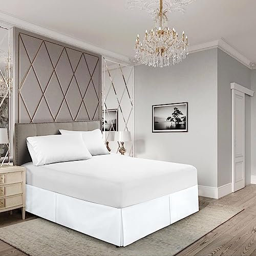 EGYLIN Cache-sommier pour lit super king size - 180 x 200 cm - 38,1 cm de hauteur - Facile à enrouler - Élastique - Doux - 100 % coton - Convient sous le matelas et jusqu'au sol - Blanc