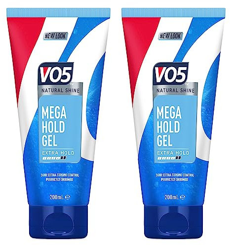 VO5 Mega Hold 24 hour extra strong control Styling Gel for perfectly groomed controlled natural hairstyle 200 ml Multi Buy 2 Pack