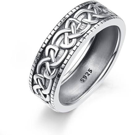 Keltischer Knoten Ring Sterling Silber Hochzeit Ringe für Herren Keltische Ringe Keltischer Schmuck Geschenke für Herren Ring Größe 67.2