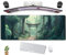 Japanese Green Forest Gaming Mouse Pad Anime Tree Woodland Desk Mat XL Large, Cute Aesthetics Women Office Desk Decor Laptop Computer Keyboard and Mouse Mat with Stitched Edges Matt 31.5''x11.8''