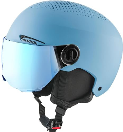 Alpina Kinder Zupo Visor Q-lite Skihelm, Smoke-Blue matt, 51-55