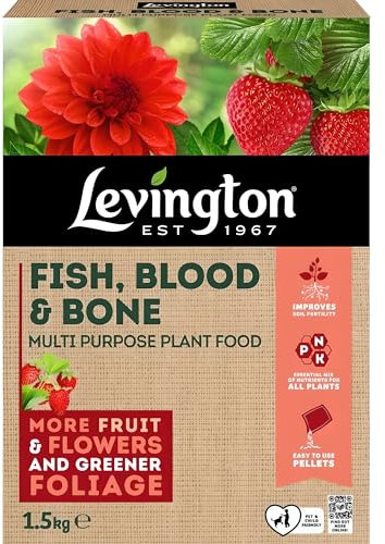 AMK® Levington Fish Blood and Bone 1.5kg Organic Based Fertiliser Plant Food Feed All Purpose Granular for Flowers Fruit Vegetables