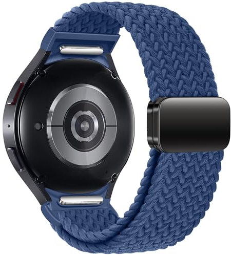 Geflochtenes Armband Kompatibel mit Samsung Galaxy Watch 7 6 5 4 40mm 44mm/6 Classic 43mm 47mm/5 Pro 45mm No Gap Armband mit Magnet Galaxy Watch Band für Damen Herren(Blau)