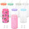 Maucircol 16 Oz Snow Globe Tumbler, 8 Pack Pre-Drilled Sublimation Glass Cup For Glitter Snow Globe Diy with Colorful Lid, Double Wall Sublimation Glass Tumbler