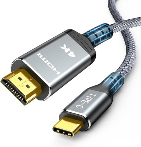 Highwings Câble USB C vers HDMI 1M (4K@60Hz), UHD Thunderbolt 3/4 vers HDMI Compatible pour iPhone 15/16 Pro, pour MacBook Pro/Air, pour iPad Pro/Air,pour Surface, pour XPS,pour Galaxy etc.
