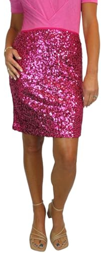 Paulo Due Women's Elastic Waist Sequin Mini Skirt Hot Pink 8-18 (16-18) L
