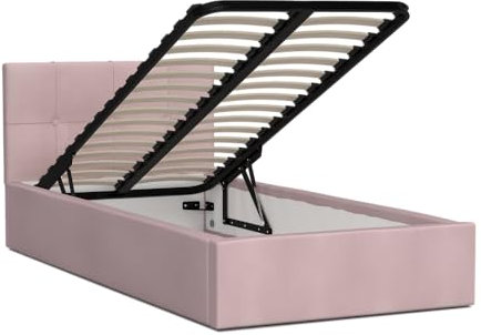 Lit coffre RINO 120 x 200 cm - Sommier inclus Rose pâle