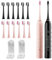Electric Toothbrush 2 Pack - Electric Toothbrush for Adults with 12 Replacement Brush Heads, 2 Toothbrush Holders, 6 Modes, Smart Timer, 2 Hours Charge for 60 Days (Black & Pink)
