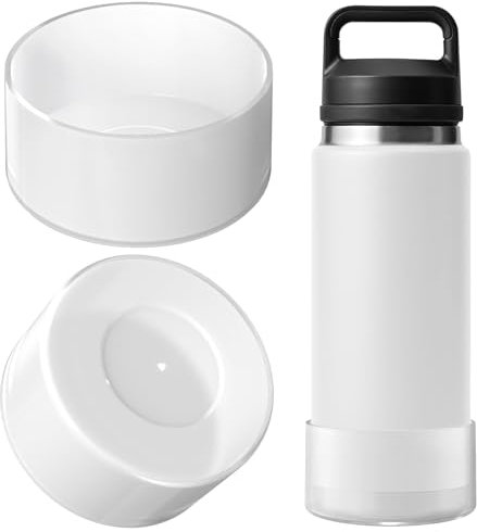 Linkidea Water Bottle Boot Compatible with YETI Rambler Bottle 26oz, Yonder 34oz, Silicone Anti-Slip Water Bottle Bottom Sleeve Cover Protector (Clear White / 2 Pack)
