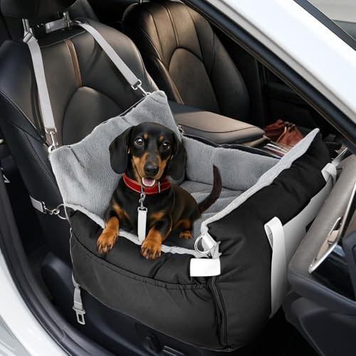 SIVEIS Hunde Autositz für Kleine bis Mittelgroße Hunde bis 15 kg | Tragbarer Autositz mit Sicherheitsleine, für Vorder- oder Rücksitz, Hundesitz mit Abnehmbarem und Waschbarem Bezug