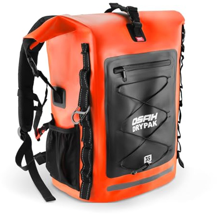 OSAH DRYPAK Wasserdichter Rucksack – 25L/35L/55L/85L Dry Bag Rolltop Outdoor Backpack mit Robustem Rollverschluss und Reißverschluss für Reisen, Kajakfahren, Bootfahren, Camping, Rafting und Angeln