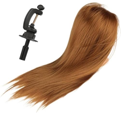 M.J COMFY-LIFE Beauty Salon Styling Doll, Real Human Hair Training Mannequin Head with Clip, 24/26 Inch Hair for Braiding, Cutting, Styling, and Hairdressing Practice (Yellow 24”)