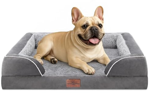 Comfort Expression Orthopedic Dog Bed for Medium Size Dog with Bolster | Waterproof Dog Sofa Bed with Washable Cover, Durable Comfy Pet Bed with Non-Slip Bottom, 76x51x18 cm