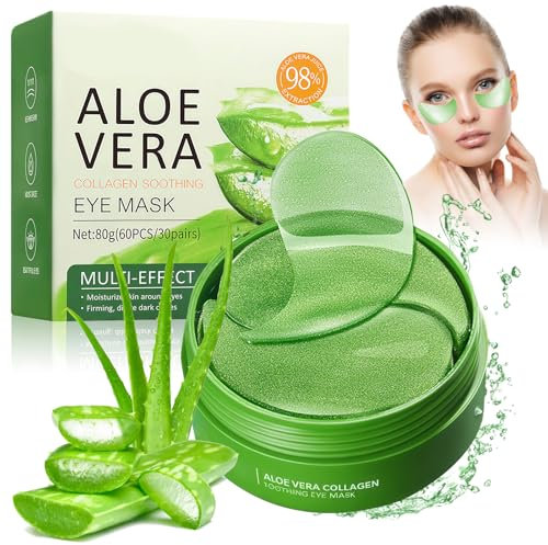 60 Stück Augenpads mit Aloe Vera,Feuchtigkeitsspendende Augenmaske,Beruhigende Eye Pads,Augenpads Gegen Augenringe,Sanfte Pflege für die Augenpartie,Effektive Linderung von Schwellungen