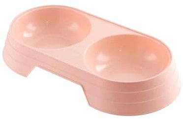 Gamelle d'eau et de nourriture pour chat - Double gamelle en plastique - Gamelle pour chat de petite et moyenne taille - Pour les voyages en plein air - Rose