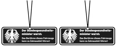 EleganceFresh 2er Set Auto Duftbaum Lustig Warnung Zahnausfall – Witziges Tuning Gadget & Zubehör Innenraum – Lufterfrischer Anhänger als Geschenk für Männer & Fahranfänger – FrostRush Duft