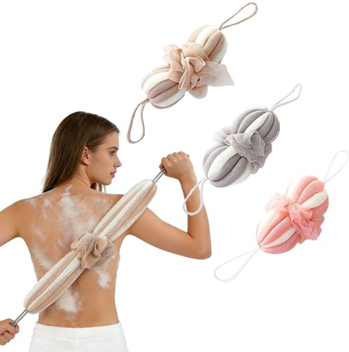 LUFFLOK 3 Pack Mesh Bath Sponges Stretchable Body Back Scrubber | Shower Accessories Exfoliating Bath And Shower Body Puff Sponges Bath Shower Net Sponges Care Bathing Accessories (3 Pcs)