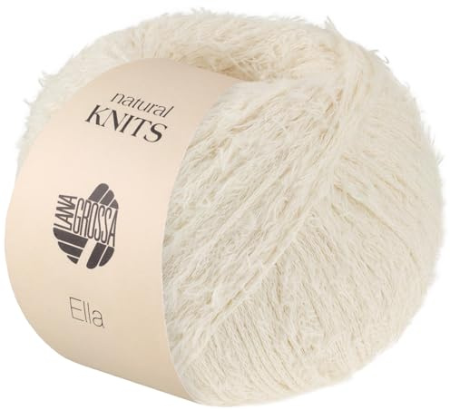 LANA GROSSA Ella | Flauscheffektgarn aus 100% Baumwolle | Handstrickgarn aus 100% Baumwolle | 50g Wolle zum Stricken & Häkeln | 130m FB 1