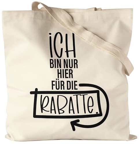 Kiddle-Design Lustige Tragetasche mit Spruch Rabatte - Jutebeutel für Shopping Queen Shopper Damen Frauen - Geschenk zum Geburtstag Weihnachten - Baumwolltasche Tasche