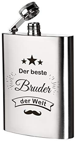 polar-effekt Edelstahl Flachmann mit Gravur | Der Beste Bruder der Welt | Schnapsflasche 200 ml - Geburtstagsgeschenk