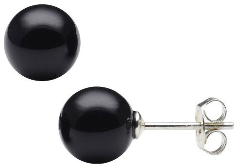 Ohrstecker Stecker mit Onyx schwarz 8mm 925 Silber rhodiniert Ohrschmuck Unisex