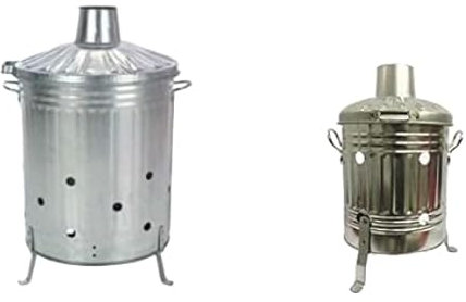 Large 90 Litre + Mini 15 Litre Incinerator Fire Bin - Ideal for Burning Paper/Leaves / Wood/Rubbish (Free Ash Poker)