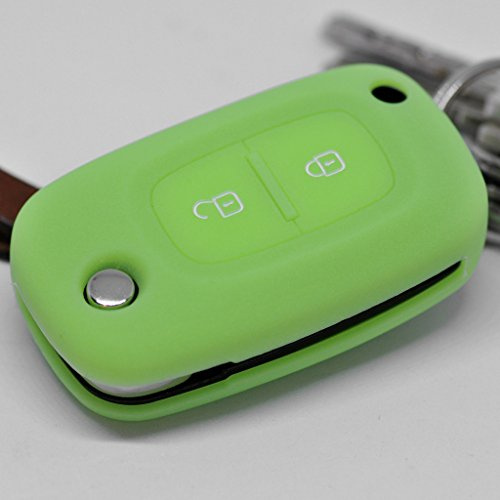 Soft Case Schutz Hülle Auto Schlüssel für Renault Kangoo Smart Forfour Clio Mercedes Benz Citan Klappschlüssel Remote/Farbe: Fluoreszierend Grün (leuchtet im Dunkeln!)