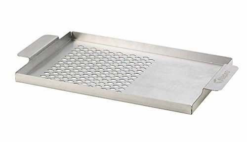 tepro Grillzubehör 2-in-1 Grillplatte S aus Edelstahl, Boden ist halbseitig gelocht
