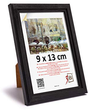 3-B Cadre de l'image JENA – noir – 9x13 cm - cadre photo en bois exotique avec verre acrylique