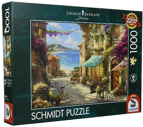 Schmidt Spiele 59624 Thomas Kinkade, Café an der italienischen Riviera, 1000 Teile Puzzle