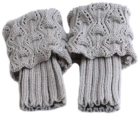 MoreChioce Damen Bein Stulpen,Winter Gestrickt Beinwärmer Stulpen Socken Legwarmers Kniewärmer Boot Socken Boot Abdeckung,Hellgrau
