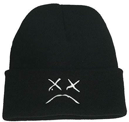 Chensheng Daddy Briefmütze sehr lässige Beanies Mütze für Männer Frauen gestrickte Wintermütze Hip-Hop Skullies Cap Hüte schwarz, Schwarz und trauriges Gesicht, Einheitsgröße