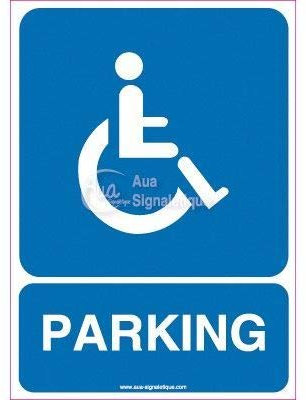 AUA SIGNALETIQUE - Panneau Parking Handicapés 02-210x300 mm, Aluminium Dibond 3mm